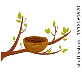 empty bird nest from twigs on... | Shutterstock .eps vector #1913564620