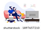 family using internet at home   ... | Shutterstock .eps vector #1897657210