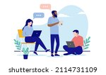 small group of people working   ... | Shutterstock .eps vector #2114731109