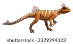 Small photo of Thecodontosaurus is a genus of herbivorous basal sauropodomorph dinosaur that lived during the late Triassic period, Thecodontosaurus isolated on white background with clipping path
