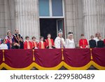 Small photo of London, UK. 6th May 2023. King Charles III and Queen Camilla and other Royal Family Members on the Buckingham Palace balcony during the Coronation of King Charles III and Queen Camilla
