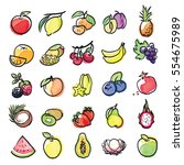 watercolor icons of fruits... | Shutterstock .eps vector #554675989