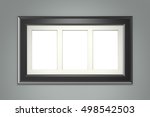 black picture frame on gray... | Shutterstock . vector #498542503