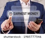 Small photo of Select EARNEST MONEY menu item. Modern Banker use cell technologies. Earnest money refers to the deposit paid by a buyer to a seller, reflecting the good faith of a buyer in purchasing a home.