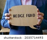  Financial concept about HEDGE FUND with phrase on the sheet. 