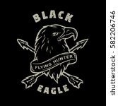 black eagle. hand drawn emblem... | Shutterstock . vector #582206746