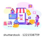 shopping online in the internet ... | Shutterstock .eps vector #1221538759