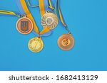 gold  silver and bronze medals... | Shutterstock . vector #1682413129