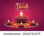happy diwali greetings. rangoli ... | Shutterstock .eps vector #2042731379
