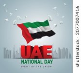 happy national day uae. 3d flag ... | Shutterstock .eps vector #2077007416