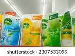 Small photo of Mataram-Indonesia - 5 May 2023: Dettol bodywash products on the shelves at Alfamart minimarket. Dettol is a famous brand for antiseptic germicide and health care.