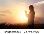 Woman Praying And Practicing...