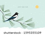 A Snowy New Year's Card With A...