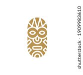 tiki golden wooden mask logo... | Shutterstock .eps vector #1909983610