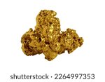 Small photo of The biggest Gold nugget isolated on white. Close-up