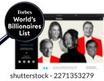 Small photo of Los Angeles, California, USA - 6 Martha 2023: Forbes Top 100 website homepage. Forbes logo visible on display screen