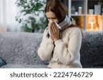 Frustrated Sick Woman With Warm ...