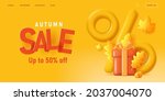 autumn sale web banner with 3d... | Shutterstock .eps vector #2037004070