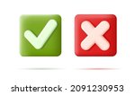 tick and cross sign icons on 3d ... | Shutterstock .eps vector #2091230953