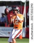 Small photo of Aug 18, 2021; Tampa, FL USA; Tampa Bay Buccaneers quarterback Tom Brady (12) during NFL training camp.