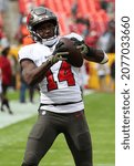 Small photo of Nov 14, 2021; Landover, MD USA; Tampa Bay Buccaneers wide receiver Chris Godwin (14) catches a pass before an NFL game at FedEx Field. (Steve Jacobson, Image of Sport)