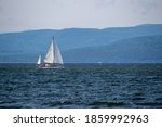 Small photo of Sailboat with mizzen mast sailing on Lake Champlain