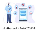  male doctor advises patients... | Shutterstock .eps vector #1696590433