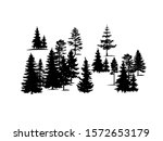 Forest Trees Silhouette Vector...