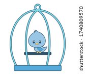 cute bird in cage with outline... | Shutterstock .eps vector #1740809570