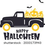happy halloween truck svg... | Shutterstock .eps vector #2033173943