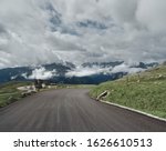 Asphalt road in mounts. Road to the mountains. Alpen road