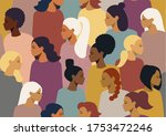 the crowd  a group of girls of... | Shutterstock .eps vector #1753472246