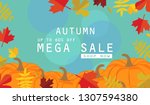 autumn sale background layout... | Shutterstock . vector #1307594380