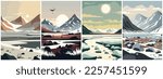 Vector Art of Arctic Tundra Cartoon Vector . Template of Illustration Graphic Modern Pop Art Poster and Cover of Sticker and Collage Cartoon Watermark Abstract Vector