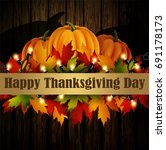 happy thanksgiving day | Shutterstock .eps vector #691178173