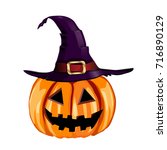 scary jack o lantern halloween... | Shutterstock .eps vector #716890129