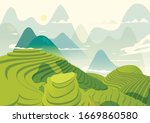 Rice Field Vector Style Simple