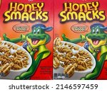 Small photo of Grovetown, Ga USA - 11 13 21: Honey Smacks cereal on a retail store shelf