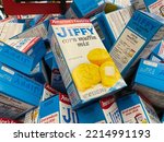 Small photo of Grovetown, Ga USA - 09 07 22: Retail grocery store Jiffy muffin mix in display bin