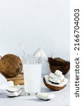 Coconut Milk In A Glass And...