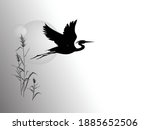 A Silhouette Of Flying Heron...