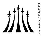 Airplane Flying Formation, Air Show Display, The Disciplined Flight Vector Art Illustration on white background