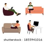 people stay at home. men and... | Shutterstock . vector #1855941016