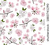 elegant cherry blossom seamless ... | Shutterstock .eps vector #1883741290
