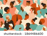 crowd of young and elderly men... | Shutterstock .eps vector #1864486600