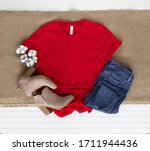 red tee mockup   cold weather... | Shutterstock . vector #1711944436