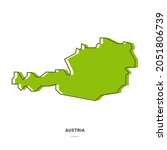 Austria Outline Map with Green Colour. Modern Simple Line Cartoon Design - EPS 10 Vector