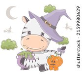 cartoon witch zebra with... | Shutterstock .eps vector #2159980629