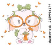 cartoon rabbit with pumpkin... | Shutterstock .eps vector #2159986179