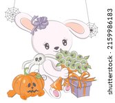 halloween rabbit illustration... | Shutterstock .eps vector #2159986183